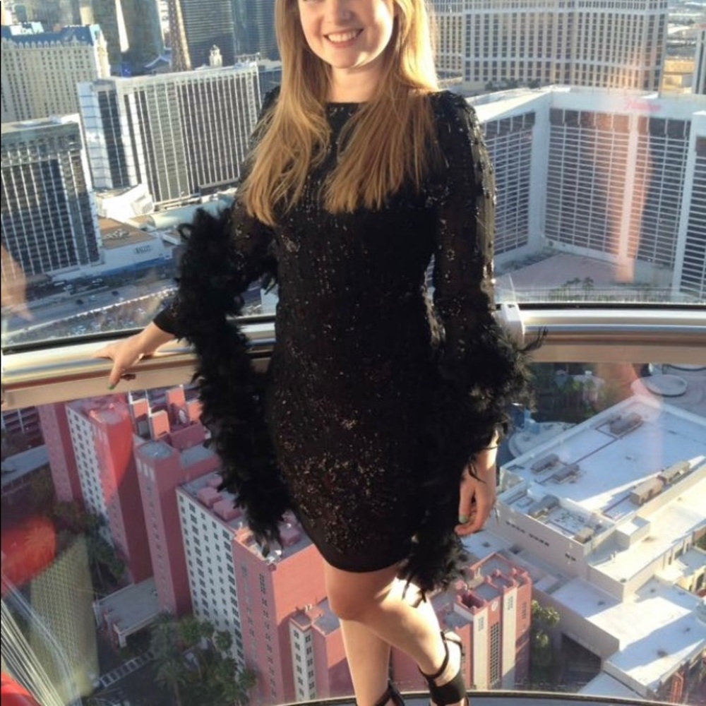 Lulus Black Tie Sequined Midi Dress